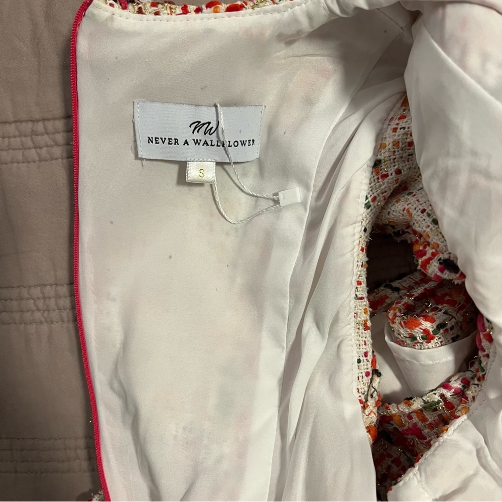 Never A Wallflower Multicolor Tweed Dress with Ruffle Hem - Picture 2 of 7